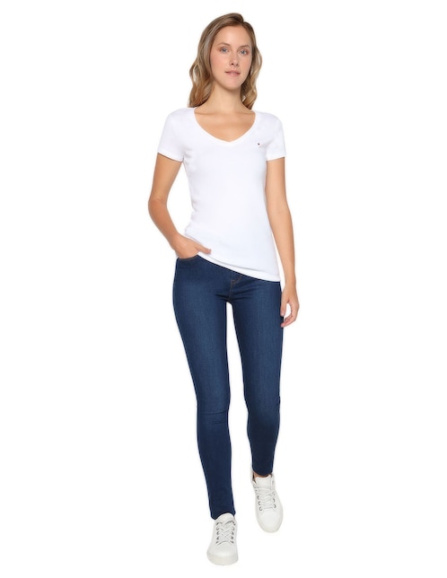 Playera manga corta cuello v para mujer 1