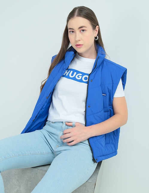Playera manga corta HUGO Blue cuello redondo para mujer