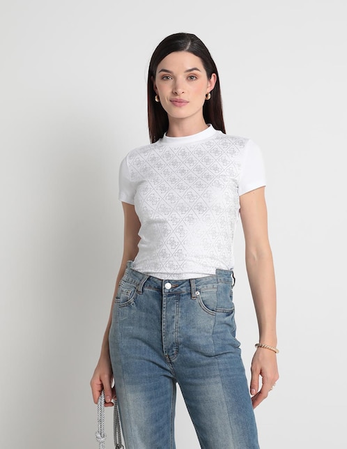 Playera manga corta cuello redondo para mujer 1
