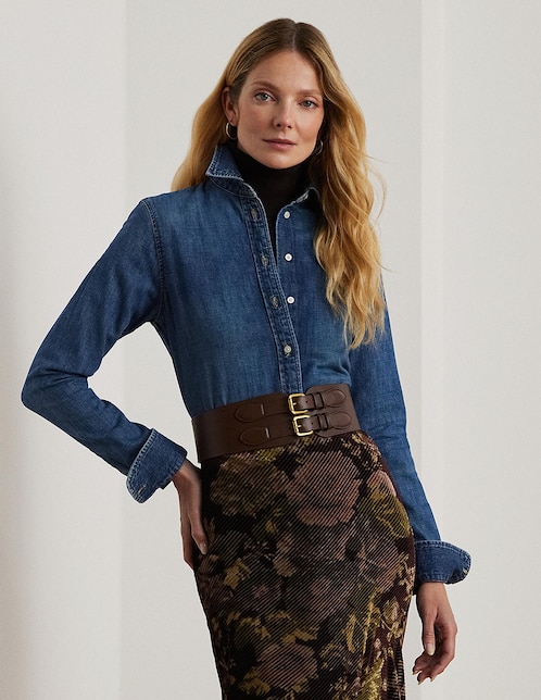 Blusa camisera Lauren Ralph Lauren manga larga para mujer