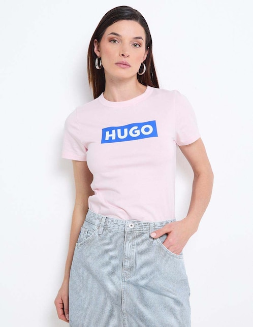 Playera manga corta Hugo Blue cuello redondo para mujer