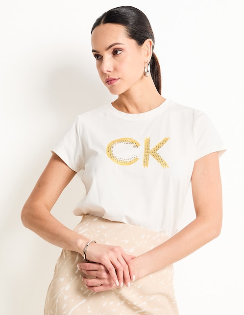 Playera manga corta Calvin Klein cuello redondo para mujer
