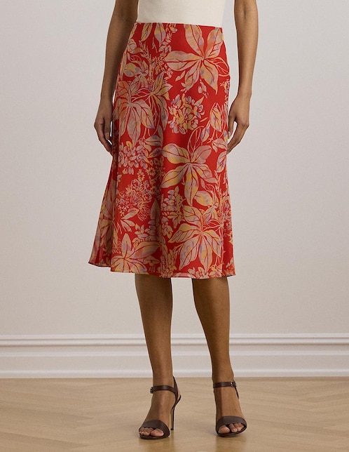 Falda midi Lauren Ralph Lauren cintura alta