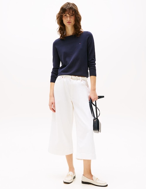 Suéter Tommy Hilfiger cuello ojal para mujer