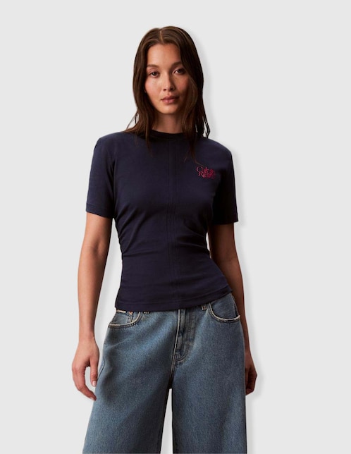 Playera manga corta cuello redondo para mujer 1