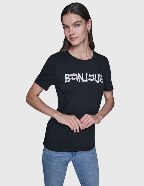 Playera manga corta cuello redondo para mujer 1