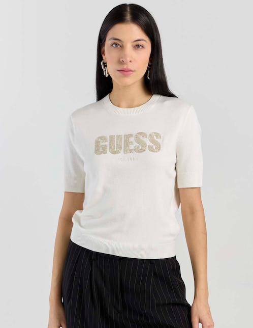 Playera manga corta Guess cuello redondo para mujer