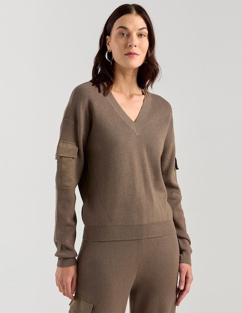 Suéter cuello V para mujer 1
