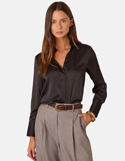 Blusa camisera manga larga para mujer 1