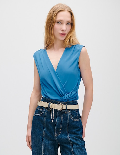 Blusa envolvente Azur sin manga para mujer 1