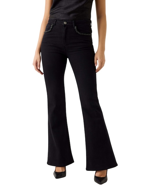 Jeans flare a la cintura para mujer 1
