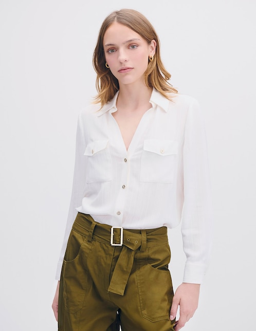 Blusa camisera Julio Isola manga larga para mujer