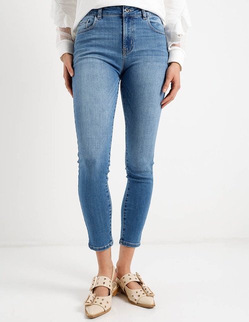 Jeans skinny a la cintura para mujer 1