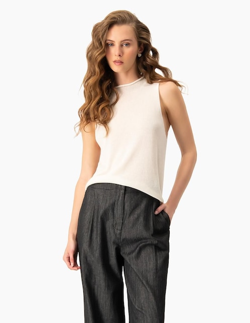 Top cuello simulado tirante ancho 1