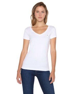 Playera manga corta Tommy Hilfiger cuello v para mujer