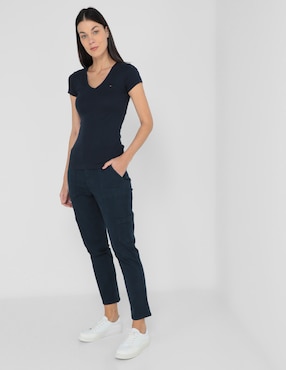 Playera manga corta Tommy Hilfiger cuello v para mujer