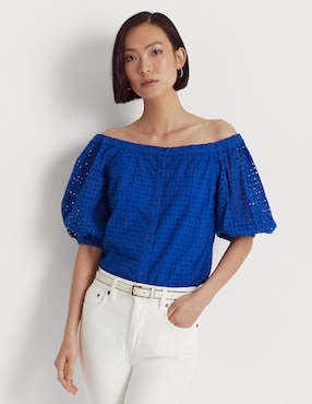 Blusa Strapless Lauren Ralph Lauren Manga Al Codo Para Mujer