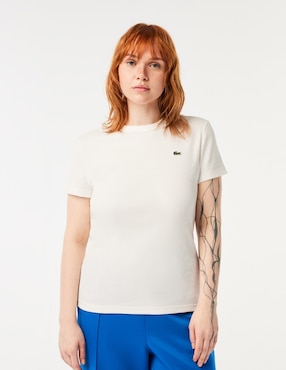 Playera Manga Corta Lacoste Core Essentials Cuello Redondo Para Mujer