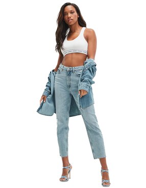 Jeans mom GUESS corte cintura para mujer