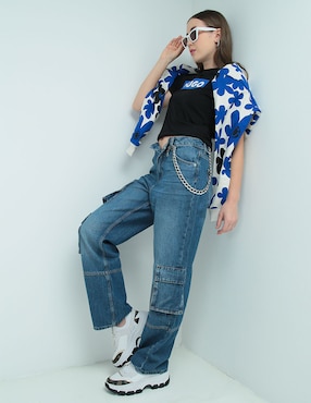 Playera manga corta HUGO Blue cuello redondo para mujer