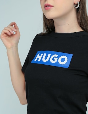 Playera manga corta HUGO Blue cuello redondo para mujer