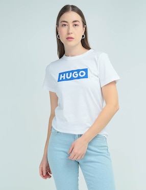 Playera manga corta HUGO Blue cuello redondo para mujer