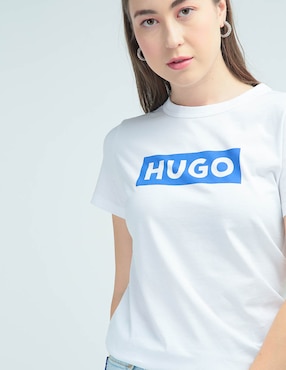 Playera manga corta HUGO Blue cuello redondo para mujer