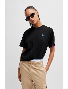 Playera manga corta Hugo Blue cuello redondo para mujer