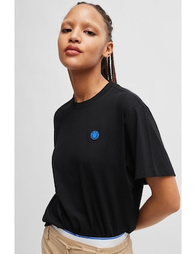 Playera manga corta Hugo Blue cuello redondo para mujer