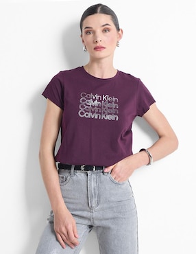 Playera Manga Corta Calvin Klein Cuello Redondo Para Mujer