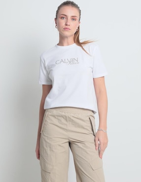 Playera Manga Corta Calvin Klein Jeans Cuello Redondo Para Mujer