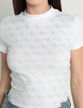 Playera manga corta GUESS cuello redondo para mujer