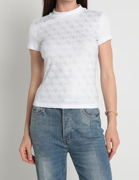Playera manga corta GUESS cuello redondo para mujer