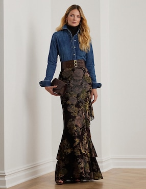 Blusa camisera Lauren Ralph Lauren manga larga para mujer