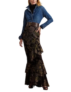 Blusa camisera Lauren Ralph Lauren manga larga para mujer
