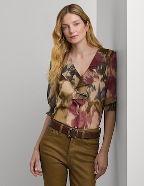 Blusa Lauren Ralph Lauren Manga 3/4 Para Mujer