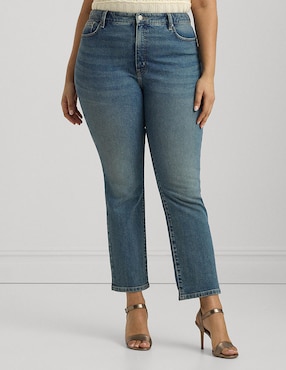 Jeans Straight Lauren Plus Corte Cintura Para Mujer