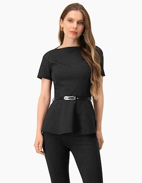 Blusa Peplum Ivonne Manga Corta Para Mujer