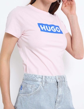 Playera manga corta Hugo Blue cuello redondo para mujer