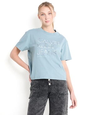 Playera Manga Corta Calvin Klein Jeans Cuello Redondo Para Mujer