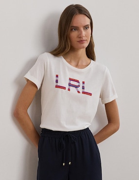 Playera Manga Corta Lauren Ralph Lauren Cuello Redondo Para Mujer