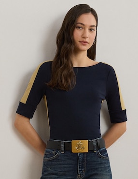 Playera Manga Al Codo Lauren Ralph Lauren Cuello Ojal Para Mujer