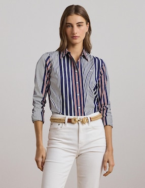 Blusa Camisera Lauren Petite Manga Larga Para Mujer