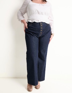 Jeans Wide Leg Lauren Plus Corte Cintura Para Mujer