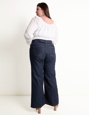 Jeans wide leg Lauren Plus corte cintura para mujer