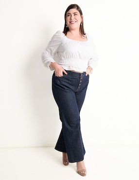 Jeans wide leg Lauren Plus corte cintura para mujer
