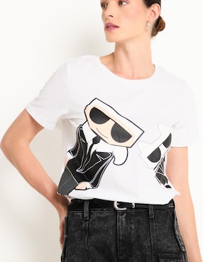 Playera manga corta Karl Lagerfeld Paris cuello redondo para mujer