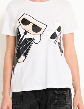Playera manga corta Karl Lagerfeld Paris cuello redondo para mujer