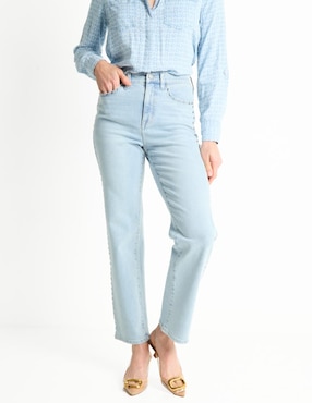 Jeans Cropped Straight DKNY Jeans Corte Cintura Para Mujer