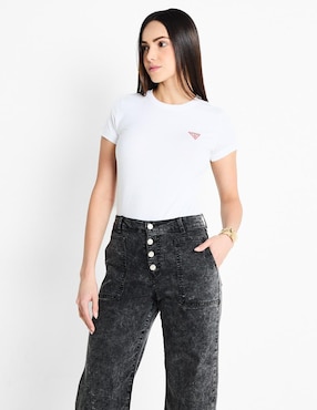 Playera manga corta GUESS cuello redondo para mujer